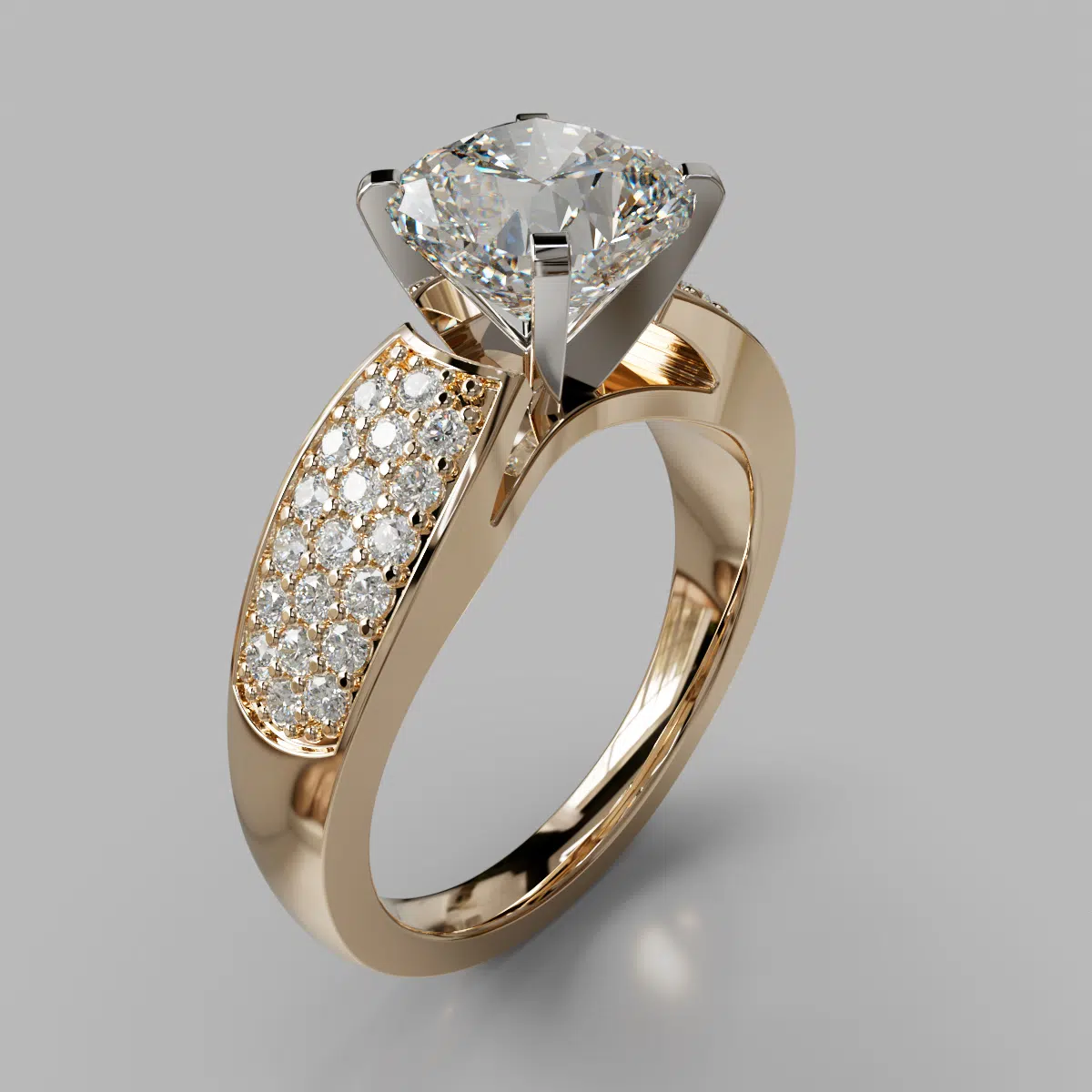 Wide Band Cushion Cut Moissanite Engagement Ring Wide Band Cushion Cut Moissanite Engagement Ring