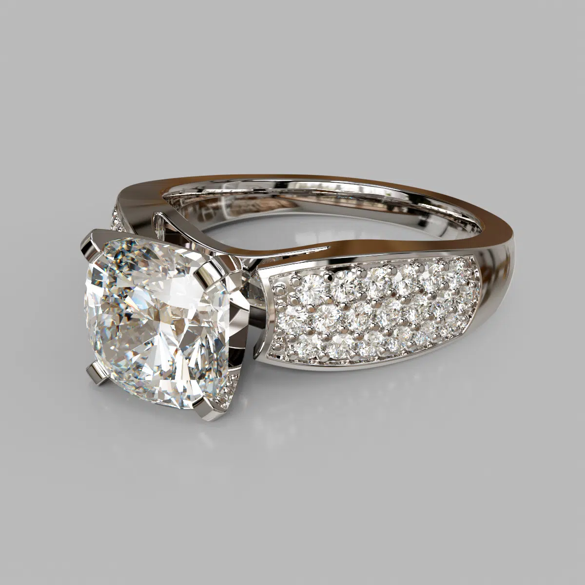 Wide Band Cushion Cut Moissanite Engagement Ring Wide Band Cushion Cut Moissanite Engagement Ring