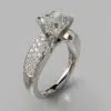 Wide Band Cushion Cut Moissanite Engagement Ring