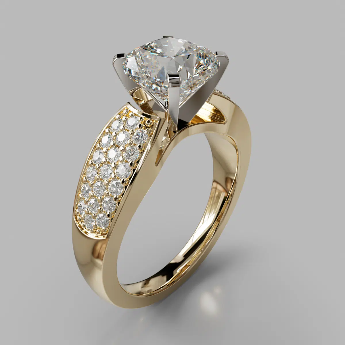 Wide Band Cushion Cut Moissanite Engagement Ring Wide Band Cushion Cut Moissanite Engagement Ring