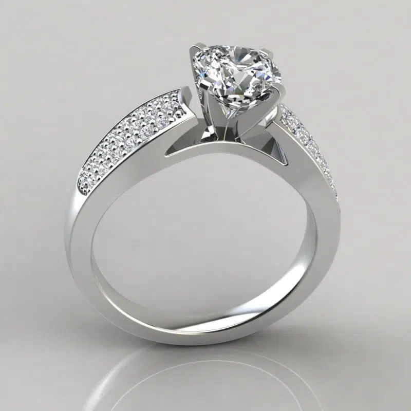 Wide Band Cushion Cut Moissanite Engagement Ring