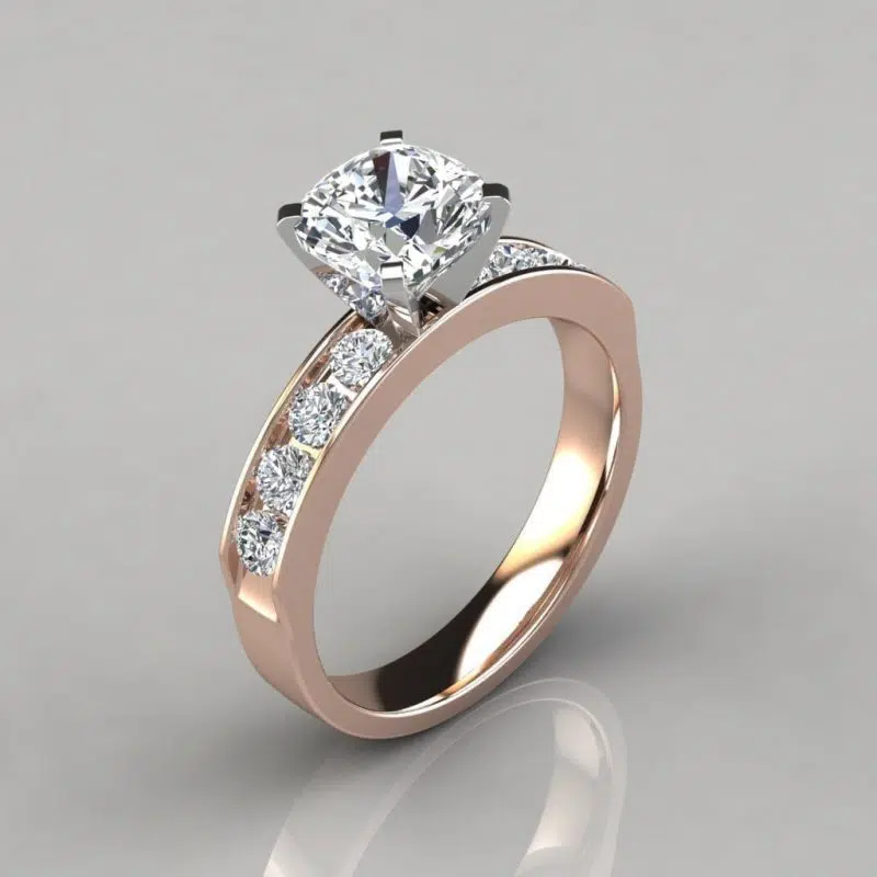 Cushion Cut Channel Set Engagement Ring