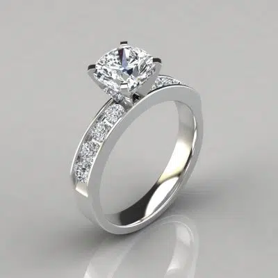 Cushion Cut Channel Set Engagement Ring