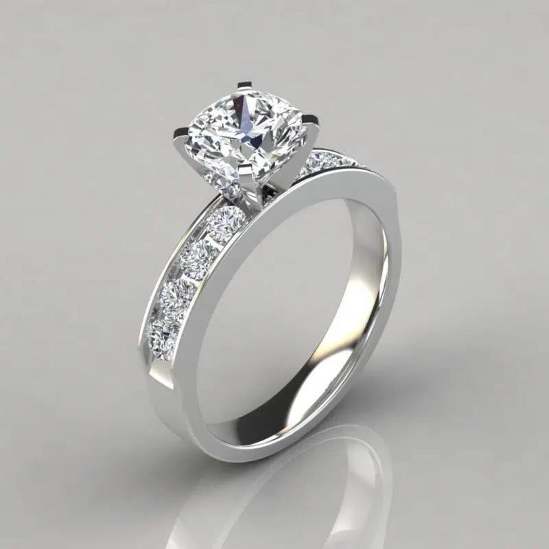 Cushion Cut Channel Set Engagement Ring