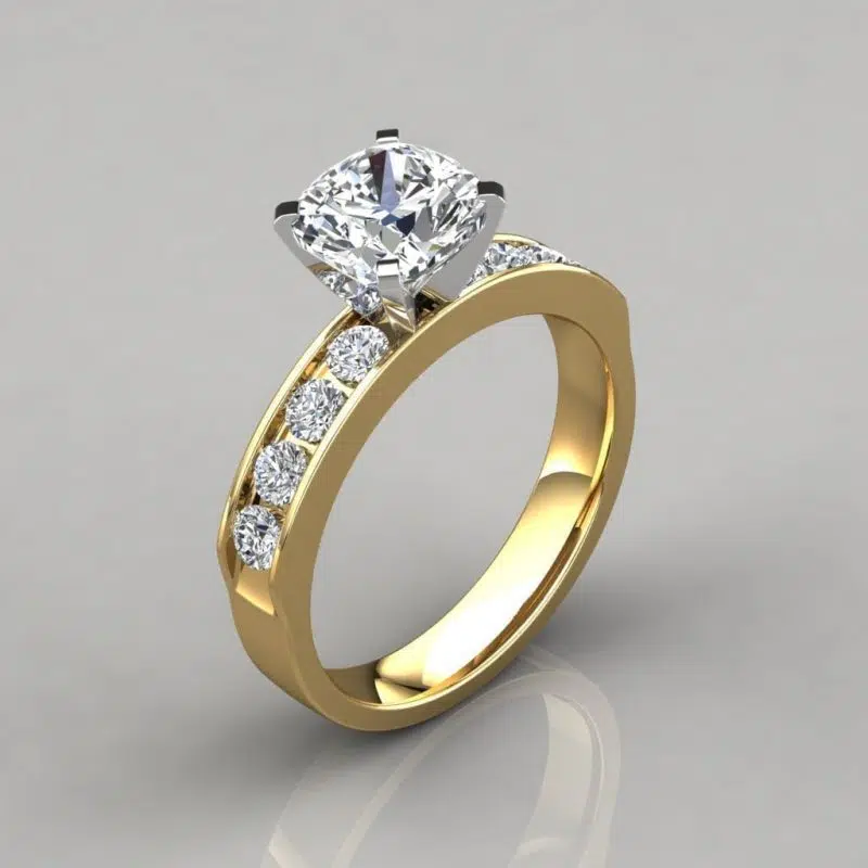 Cushion Cut Channel Set Engagement Ring