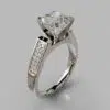 Flat Edged Cathedral Cushion Cut Moissanite Engagement Ring