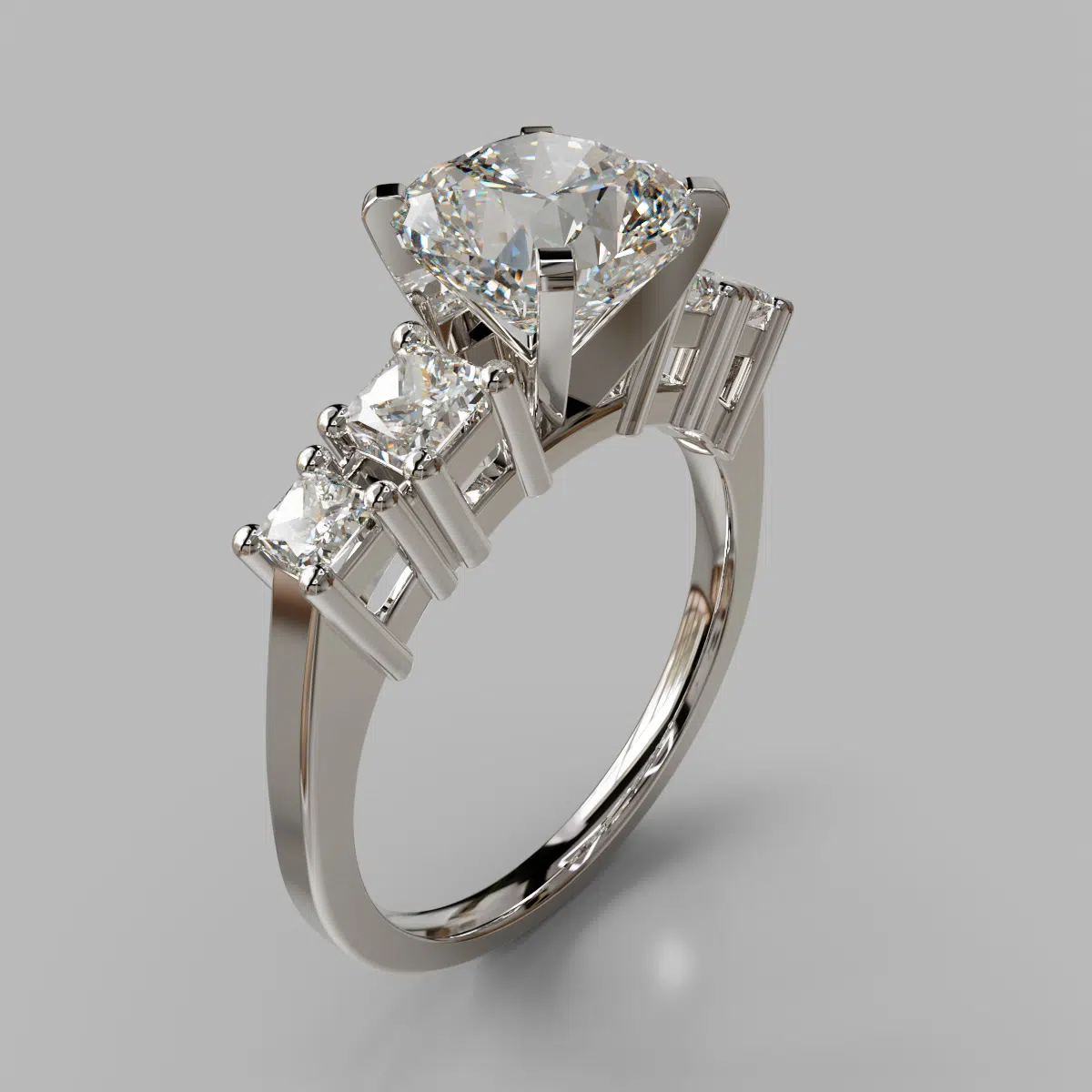 Graduated Five Stone Cushion Cut Moissanite Engagement Ring Graduated Five Stone Cushion Cut Moissanite Engagement Ring