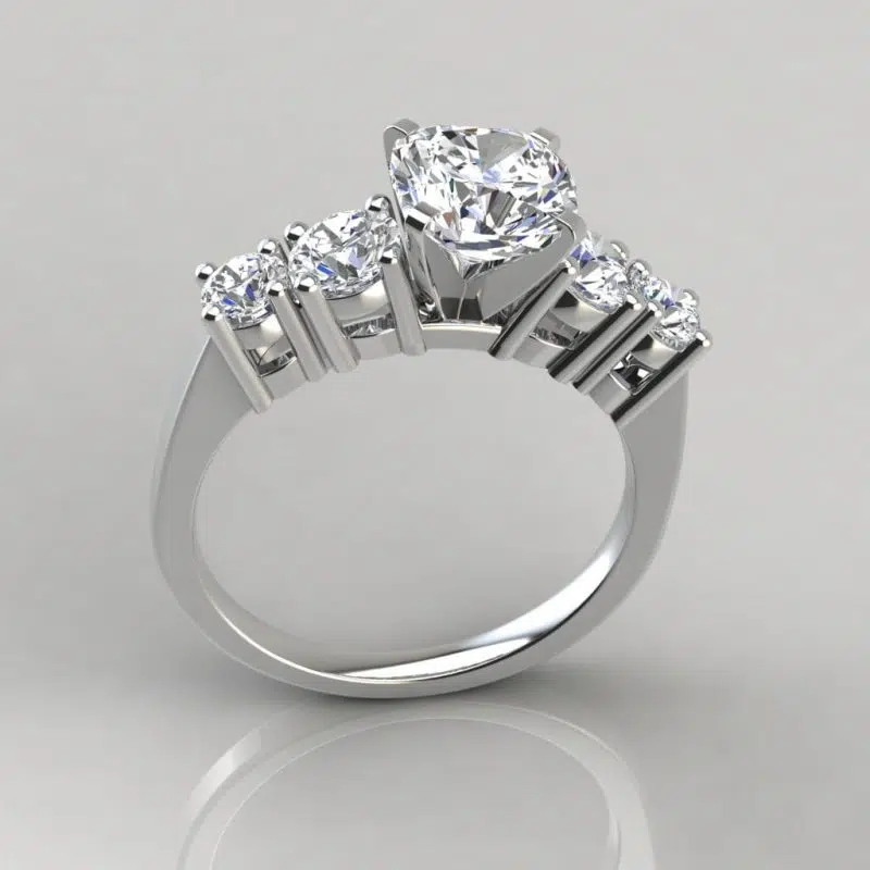 Graduated Five Stone Cushion Cut Moissanite Engagement Ring