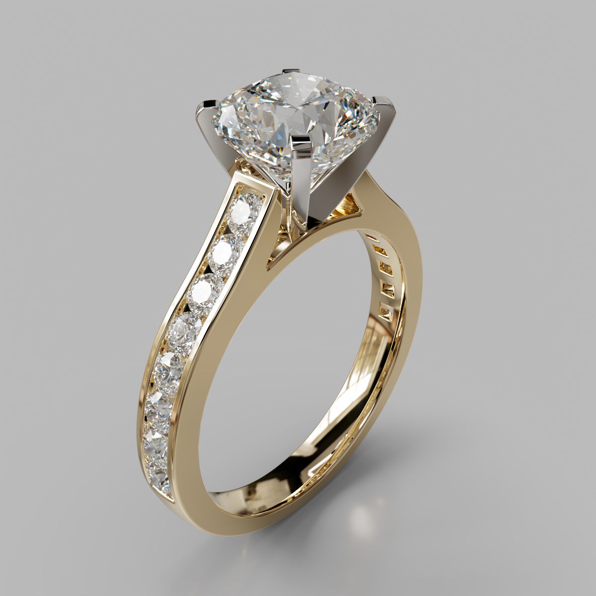 Cathedral Style Cushion Cut Channel Set Moissanite Engagement Ring Cathedral Style Cushion Cut Channel Set Moissanite Engagement Ring