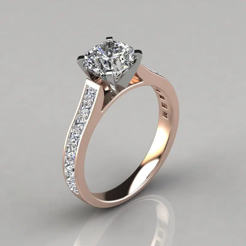 Cushion Cut Channel Set Moissanite Engagement Ring
