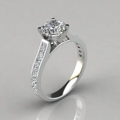 Cushion Cut Channel Set Moissanite Engagement Ring