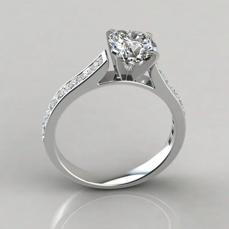 Cushion Cut Channel Set Moissanite Engagement Ring