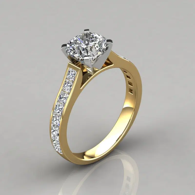 Cushion Cut Channel Set Moissanite Engagement Ring