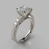 Shared Prong Cushion Cut Moissanite Engagement Ring