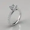 Shared Prong Cushion Cut Moissanite Engagement Ring