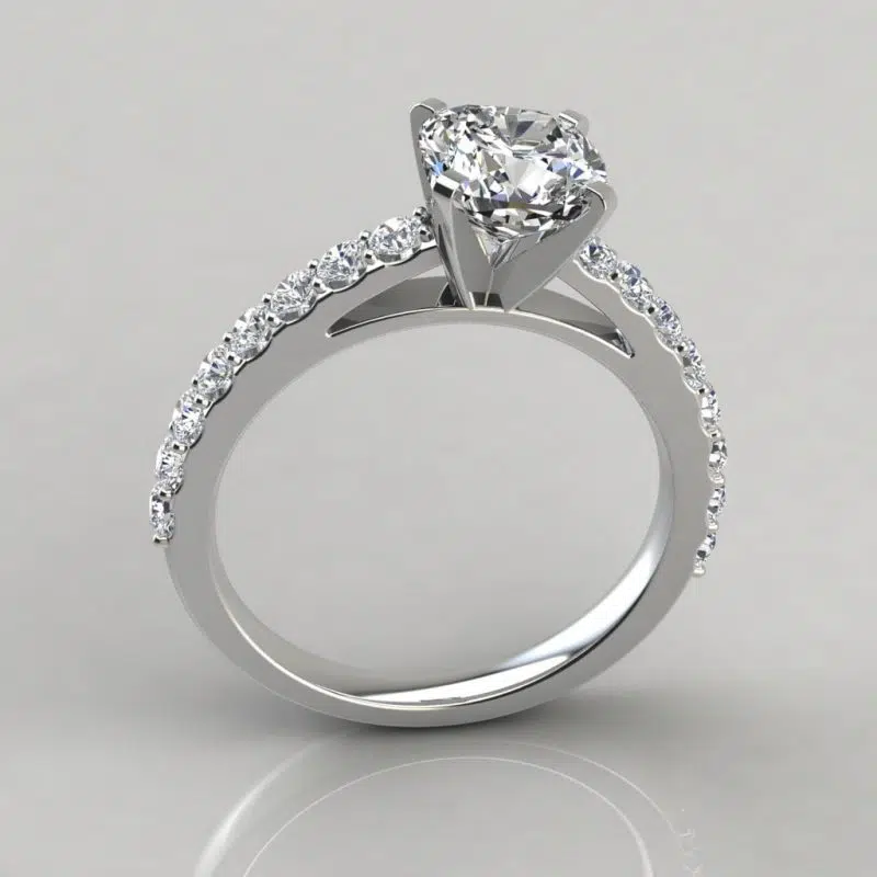 Shared Prong Cushion Cut Moissanite Engagement Ring
