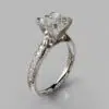 Tapered Cathedral Cushion Cut Moissanite Engagement Ring