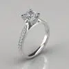Tapered Cathedral Cushion Cut Moissanite Engagement Ring