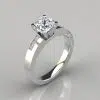 Asymmetric Pave Cushion Cut Gold Moissanite Engagement Ring