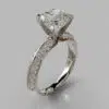 Knife Edge Pave Cushion Cut Moissanite Engagement Ring