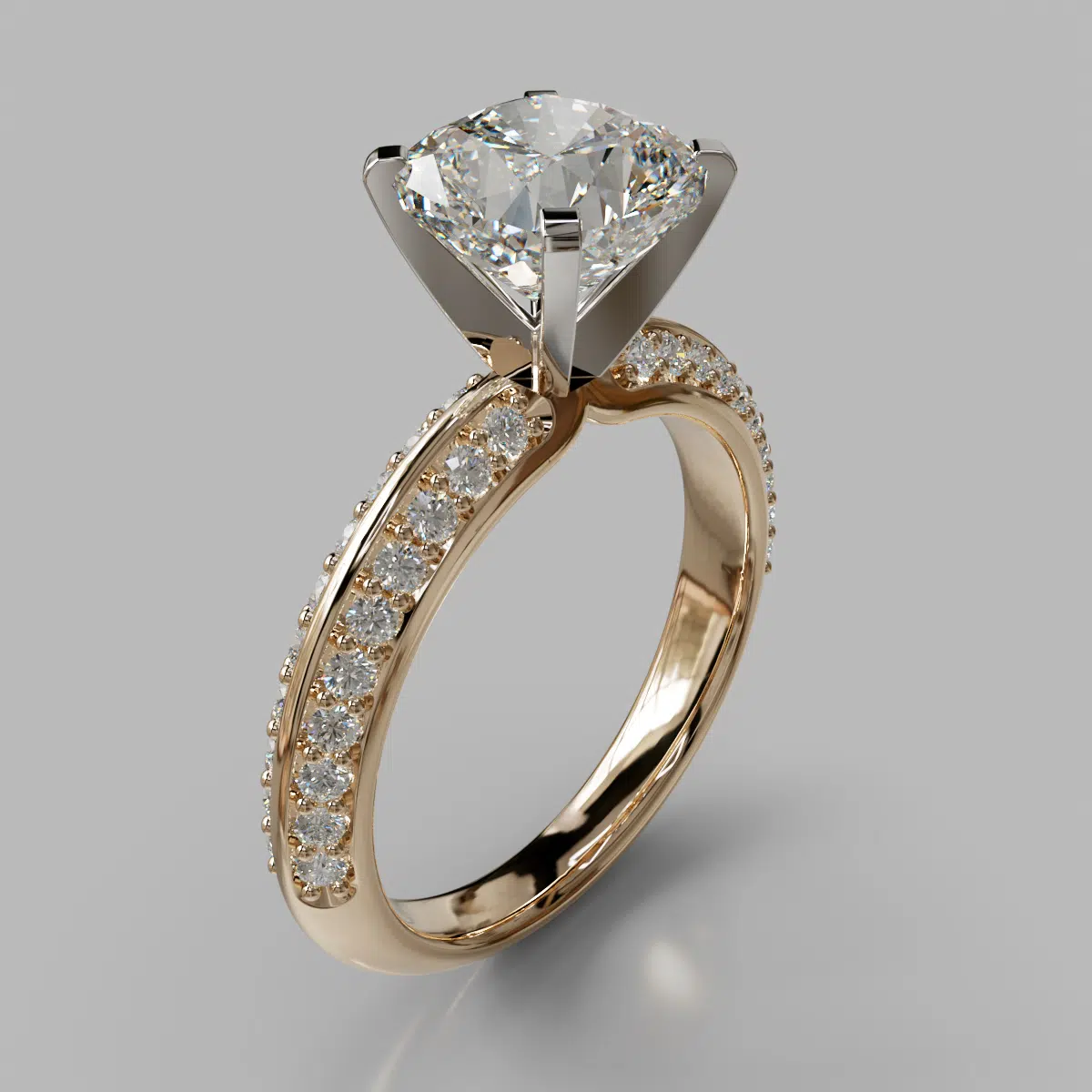 Knife Edge Pave Cushion Cut Moissanite Engagement Ring Knife Edge Pave Cushion Cut Moissanite Engagement Ring