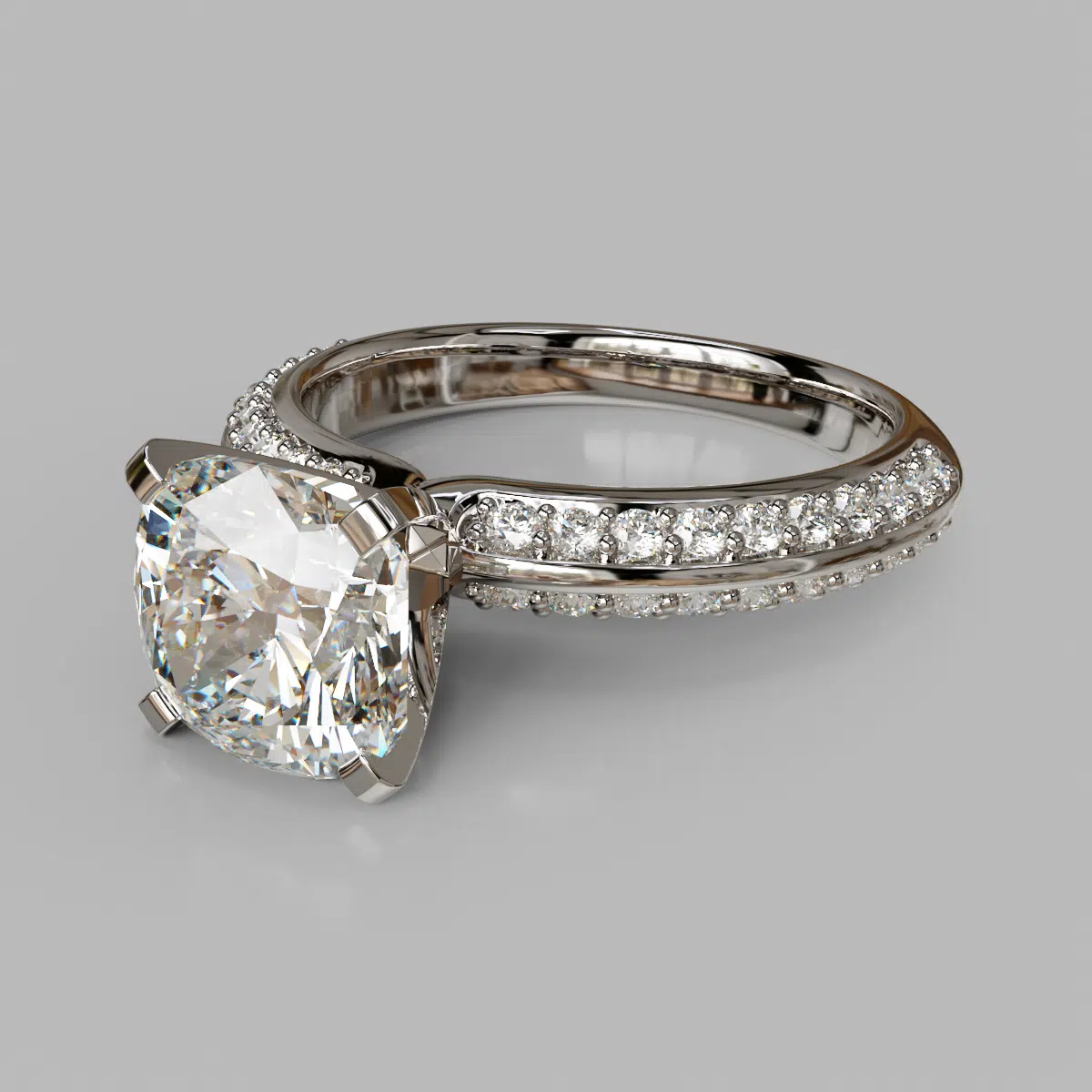 Knife Edge Pave Cushion Cut Moissanite Engagement Ring Knife Edge Pave Cushion Cut Moissanite Engagement Ring