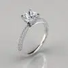 Knife Edge Pave Cushion Cut Moissanite Engagement Ring