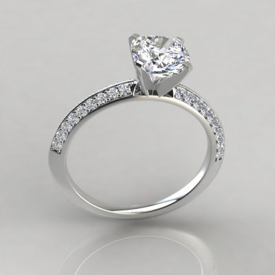 Knife Edge Pave Cushion-Cut Moissanite Engagement Ring