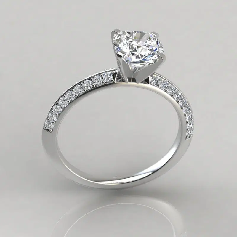 Knife Edge Pave Cushion Cut Moissanite Engagement Ring