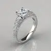 Hand Engraved Cushion Cut Moissanite Engagement Ring