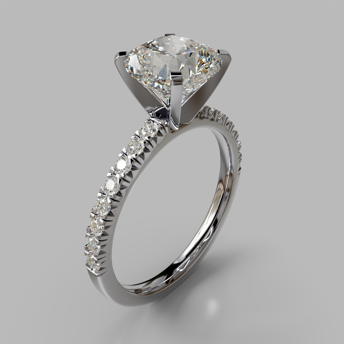 French Cut Cushion Cut Moissanite Engagement Ring