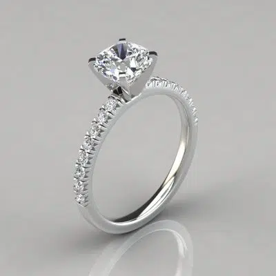 French Cut Cushion Cut Moissanite Engagement Ring