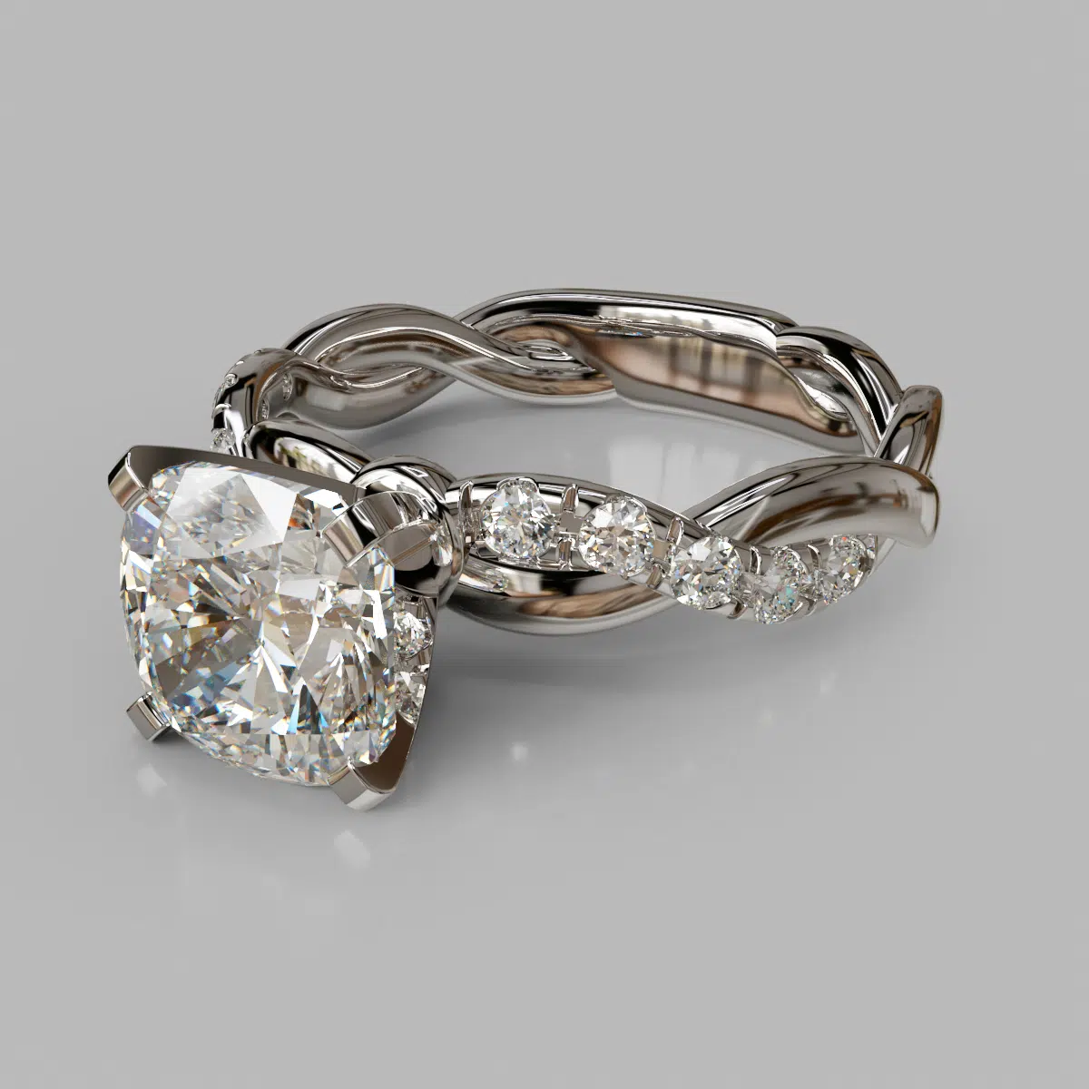 Twist Cushion Cut Moissanite Engagement Ring Twist Cushion Cut Moissanite Engagement Ring