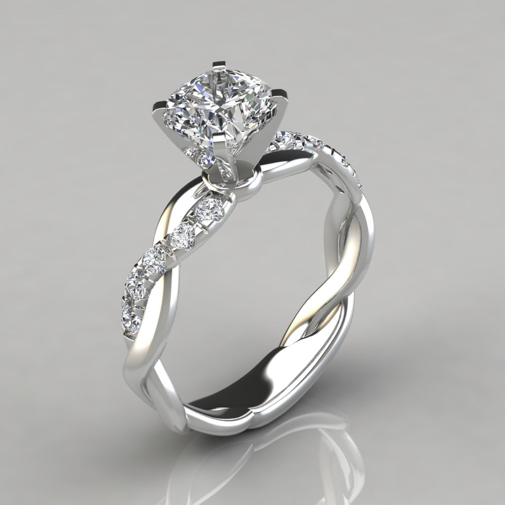 Twist Cushion Cut Engagement Ring 