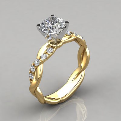 Twist Cushion Cut Moissanite Engagement Ring | Forever Moissanite
