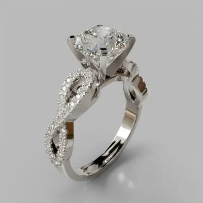 Infinity Design Cushion Cut Moissanite Engagement Ring Infinity Design Cushion Cut Moissanite Engagement Ring