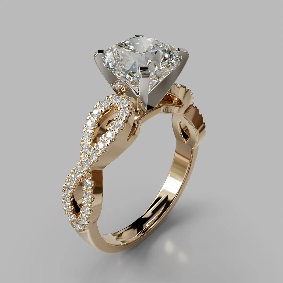 Infinity Design Cushion Cut Moissanite Engagement Ring Infinity Design Cushion Cut Moissanite Engagement Ring