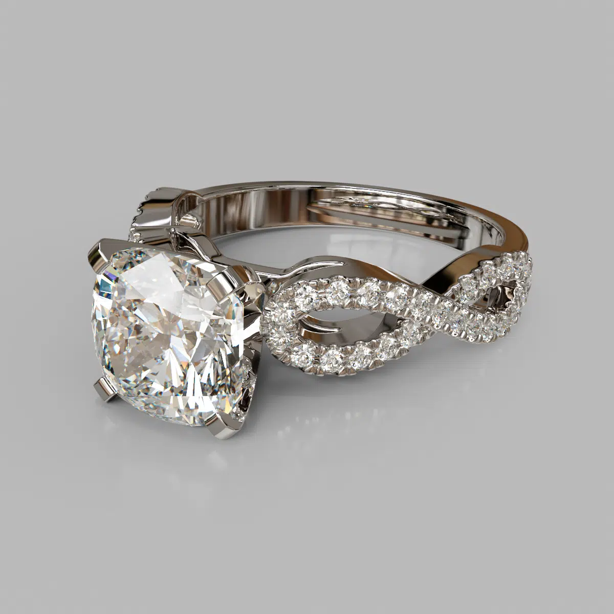 Infinity Design Cushion Cut Moissanite Engagement Ring Infinity Design Cushion Cut Moissanite Engagement Ring