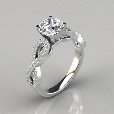 Infinity Design Cushion Cut Moissanite Engagement Ring