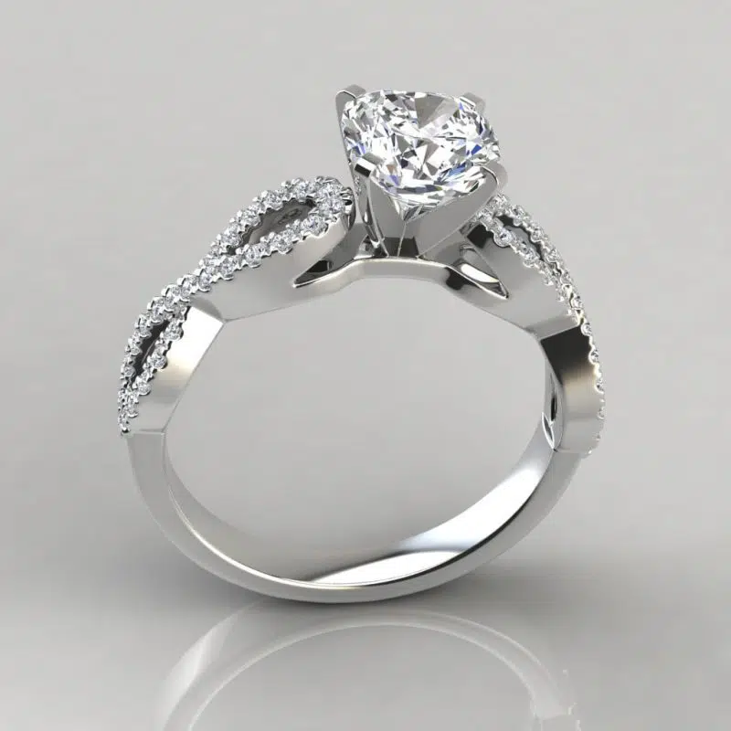 Infinity Design Cushion Cut Moissanite Engagement Ring