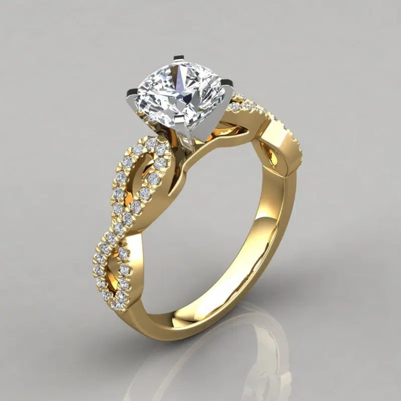 Infinity Design Cushion Cut Moissanite Engagement Ring