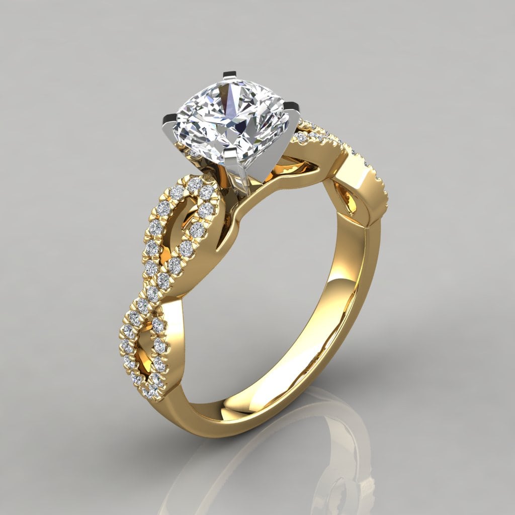 Infinity Design Cushion Cut Moissanite Engagement Ring | Forever Moissanite