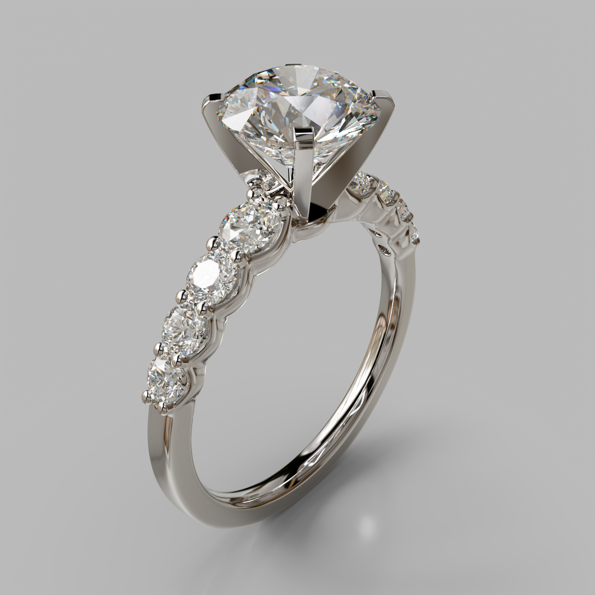 Graduated Side Stone Moissanite Engagement Ring