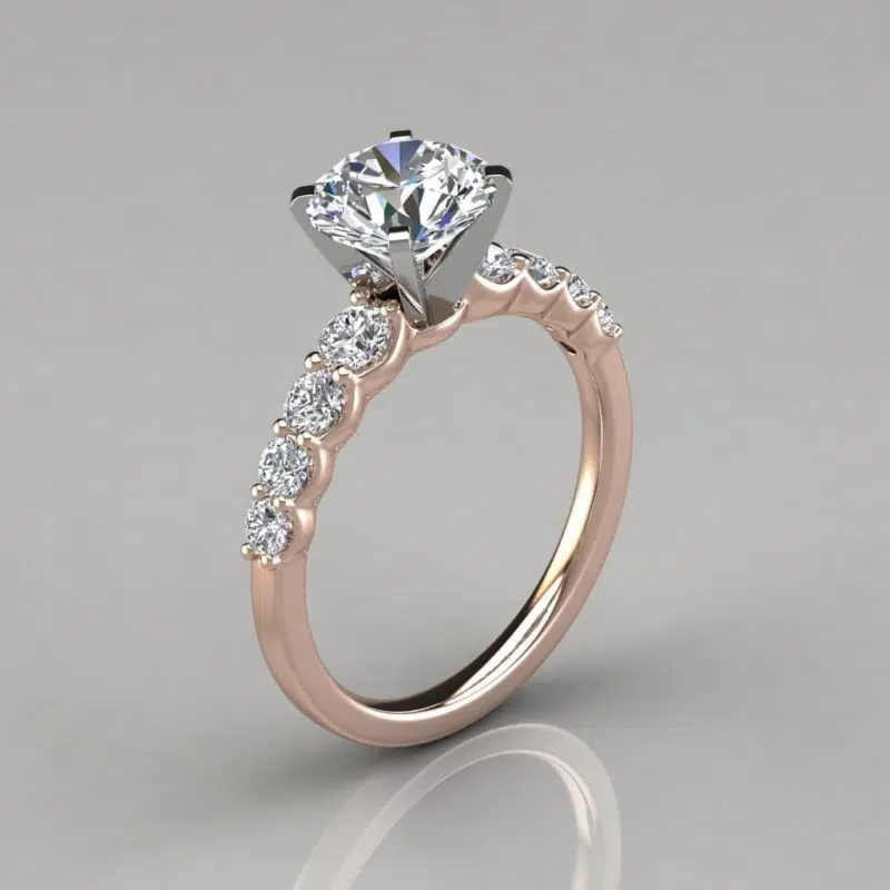 Graduated Side Stone Moissanite Engagement Ring