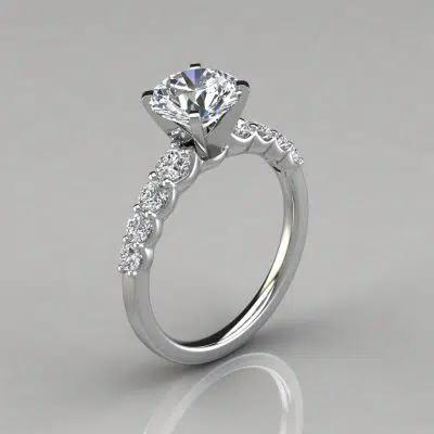 Graduated Side Stone Moissanite Engagement Ring