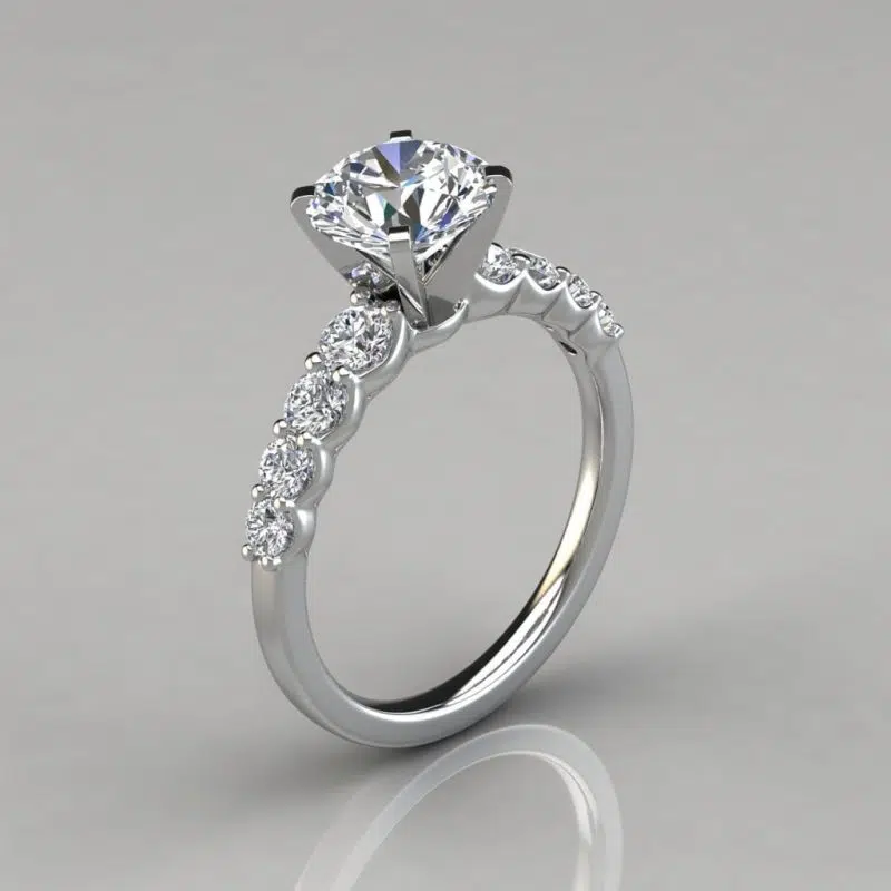 Graduated Side Stone Moissanite Engagement Ring