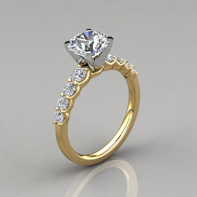 Graduated Side Stone Moissanite Engagement Ring