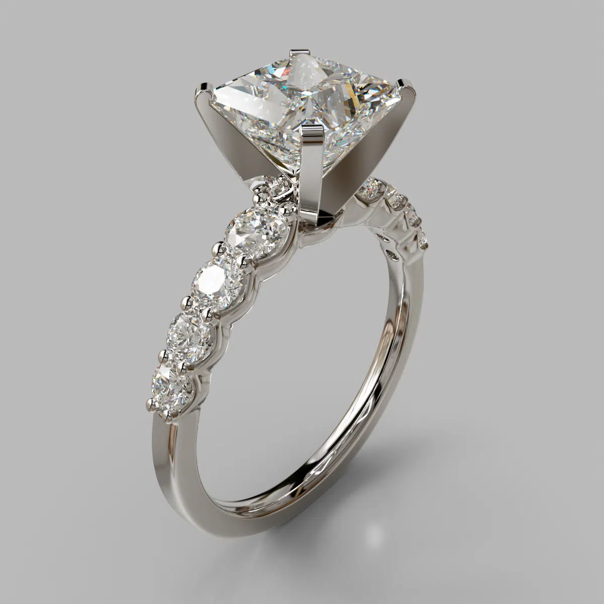 Graduated Princess Cut Moissanite Engagement Ring Graduated Princess Cut Moissanite Engagement Ring