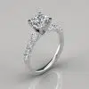 Graduated Side Stone Cushion Cut Moissanite Engagement Ring