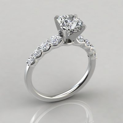 Graduated Side Stone Cushion Cut Engagement Ring | Forever